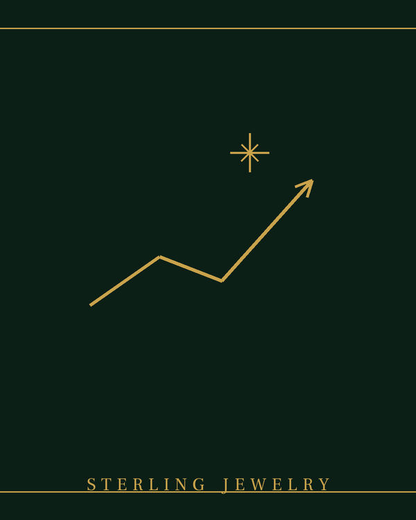 חץ מגמה עולה עם ניצוץ, symbolizing jewelry trends