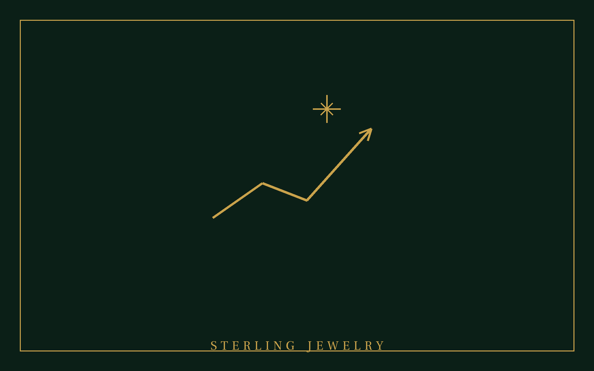 חץ מגמה עולה עם ניצוץ, symbolizing jewelry trends